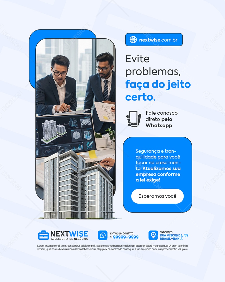 Assessoria De Negócios Evite Problemas Faça do Jeito Certo Social Media PSD Editável