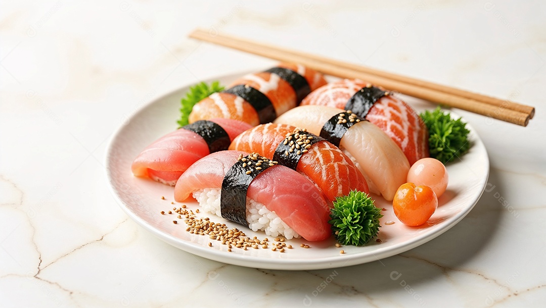 Imagem mostra sushi, um prato tradicional da culinária japonês