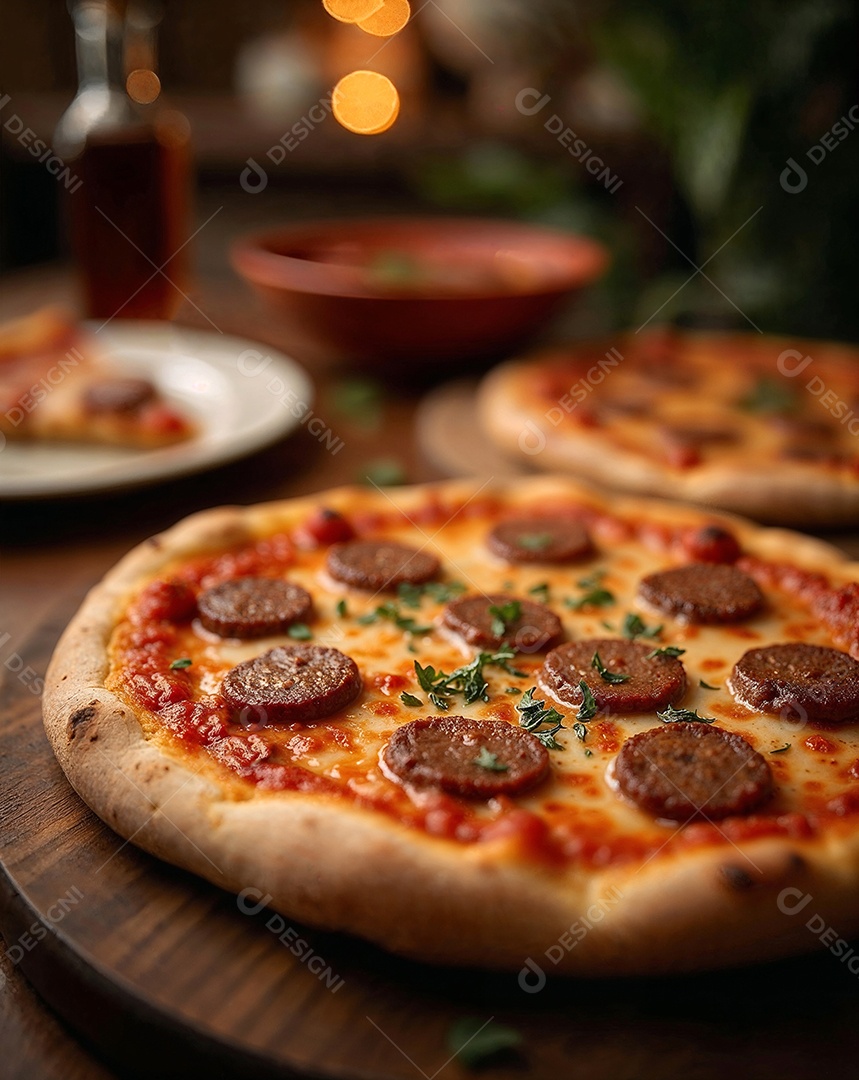 Imagem mostra uma pizza de calabresa, um prato clássico da culinária italiana