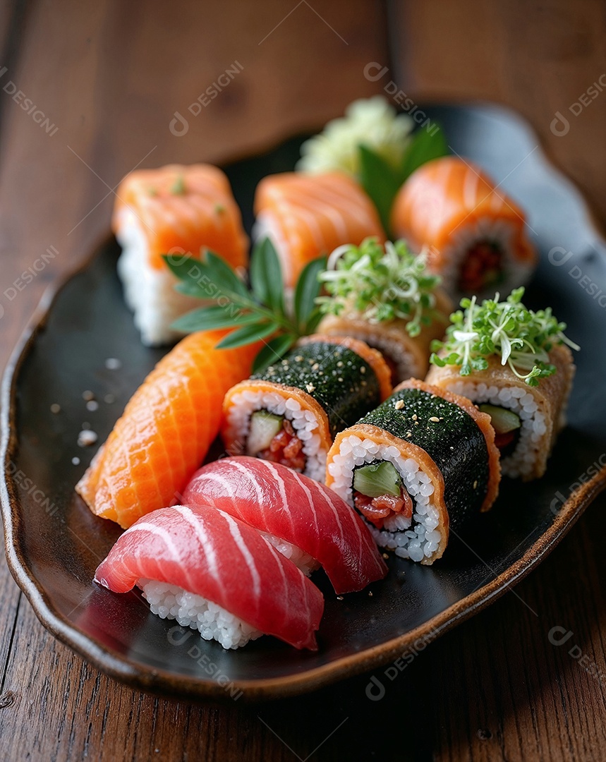 Imagem mostra sushi, um prato tradicional da culinária japonesa