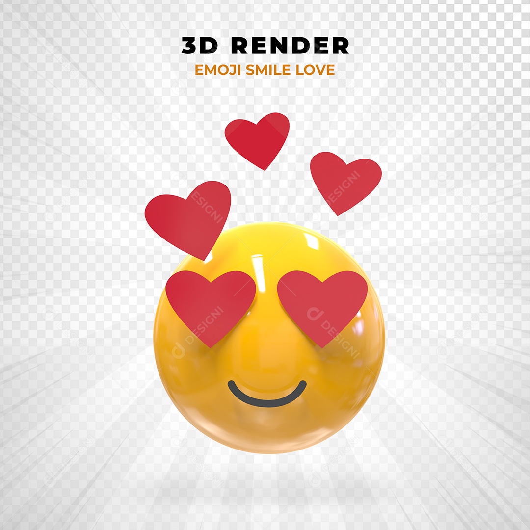 Elemento 3D Emoji Apaixonado para Composição PSD