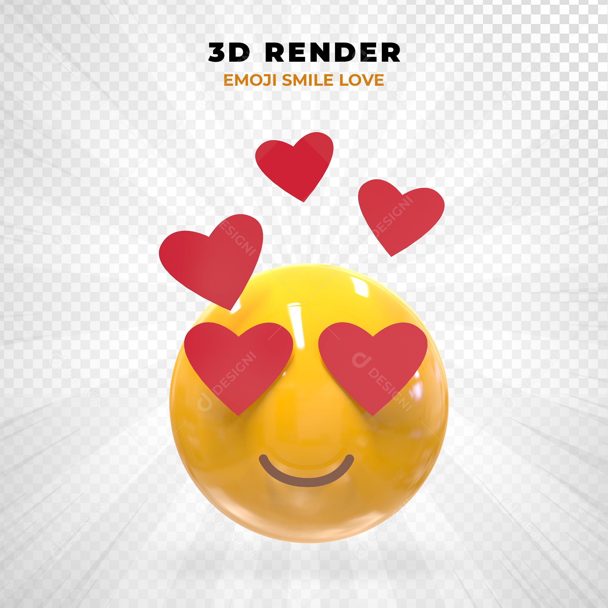 Elemento 3D Emoji Apaixonado para Composição PSD
