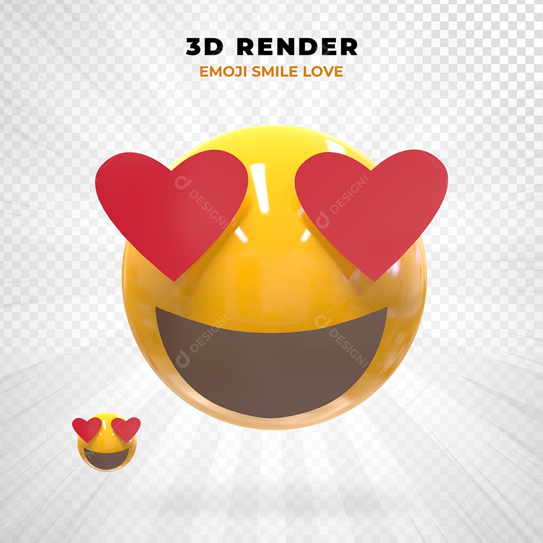 Elemento 3D Emoji Apaixonado para Composição PSD