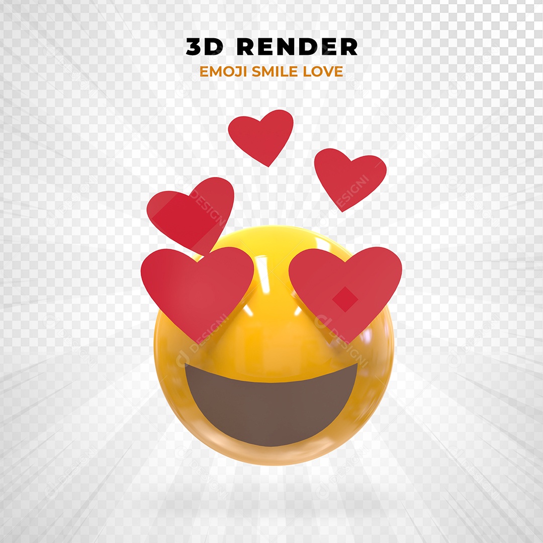 Elemento 3D Emoji Apaixonado para Composição PSD
