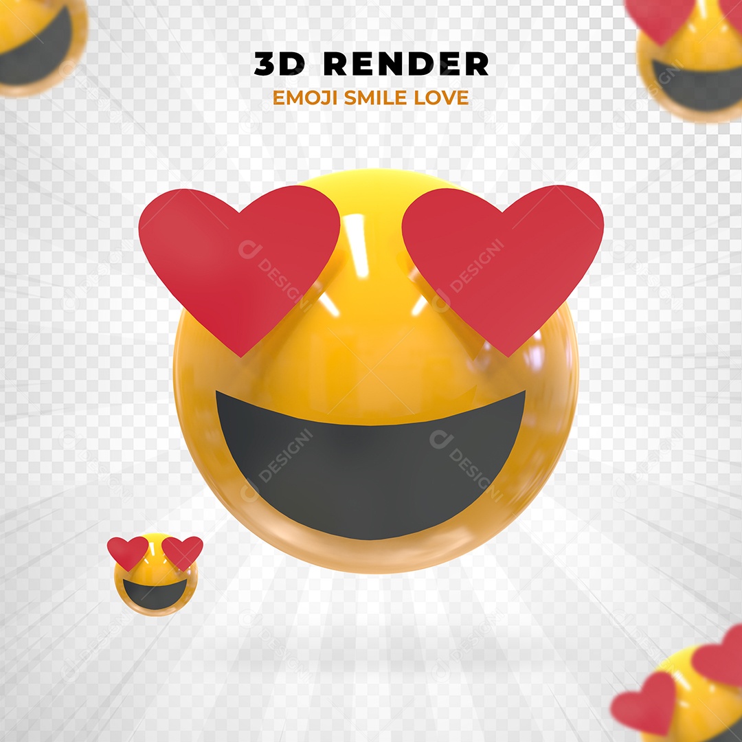 Elemento 3D Emoji Apaixonado para Composição PSD