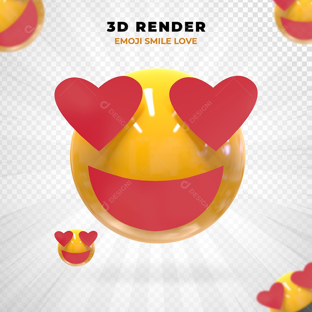 Elemento 3D Emoji Apaixonado para Composição PSD