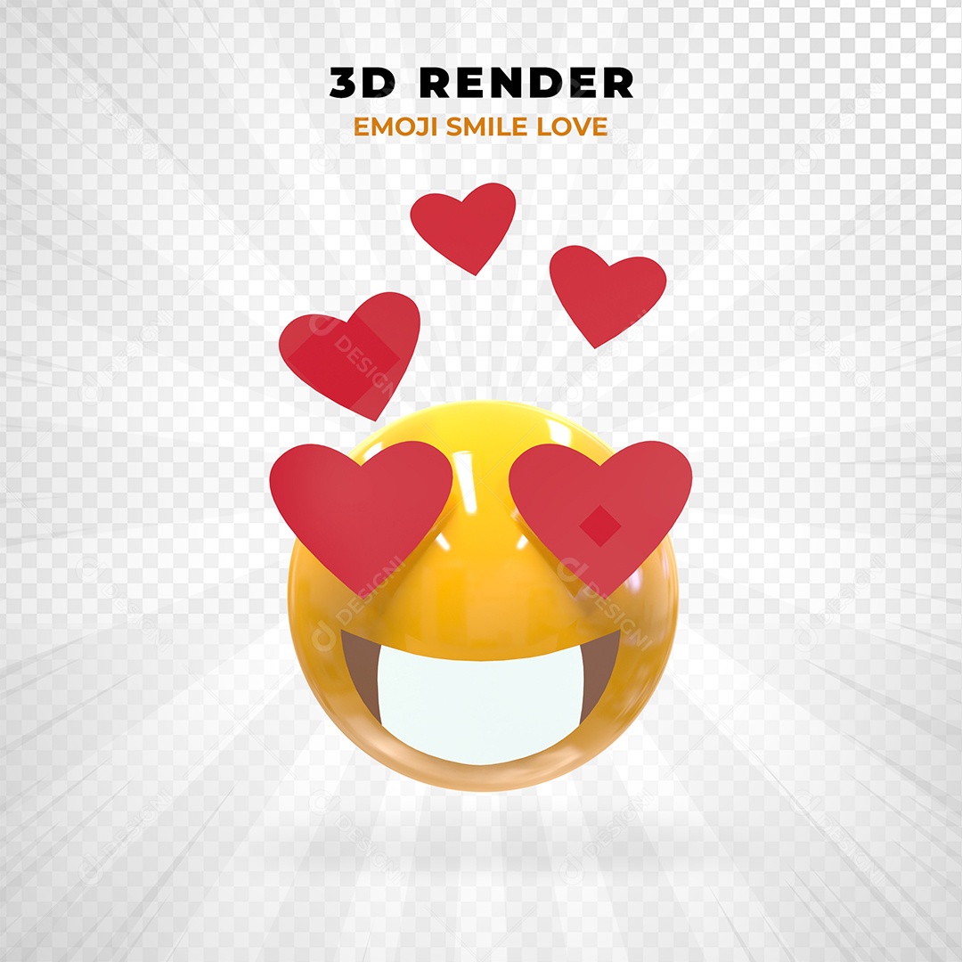 Elemento 3D Emoji Apaixonado para Composição PSD