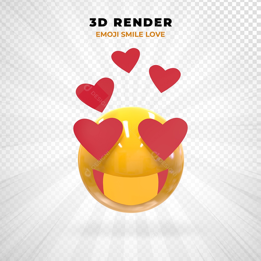 Elemento 3D Emoji Apaixonado para Composição PSD