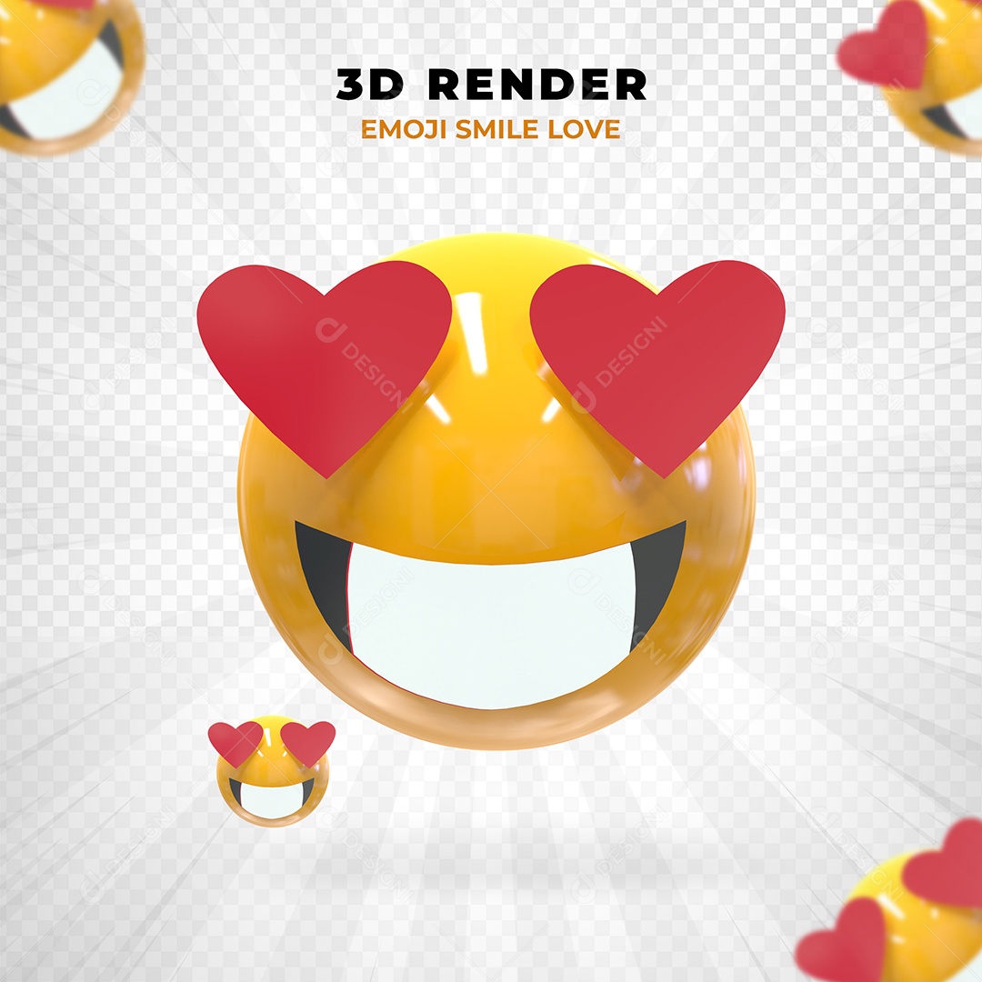 Elemento 3D Emoji Apaixonado para Composição PSD