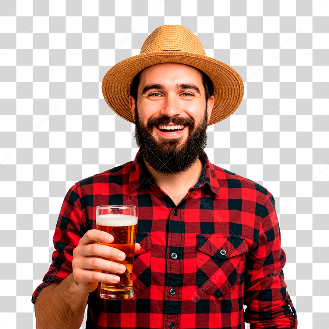 Homem com Copo de Cerveja PNG Transparente