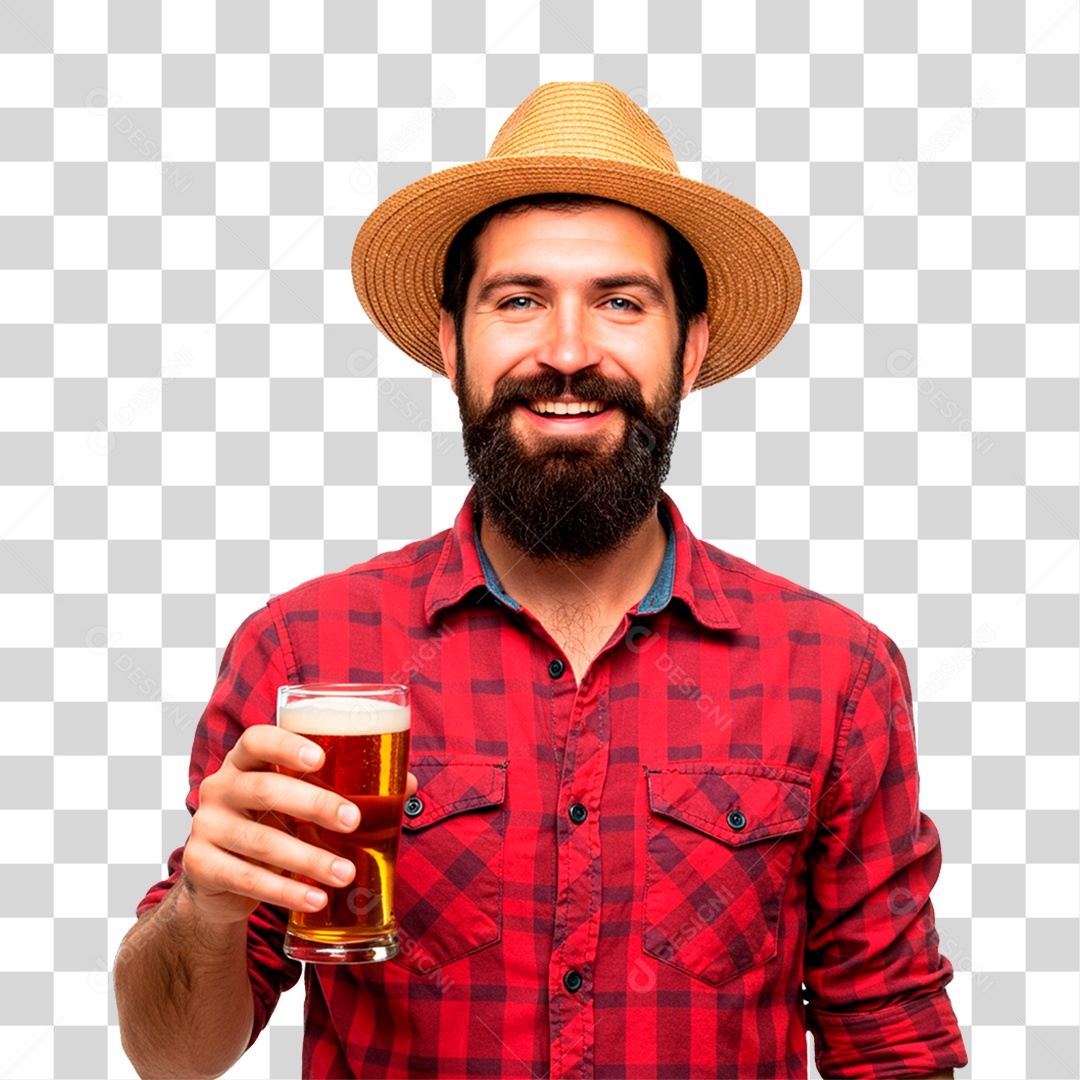 Homem com Copo de Cerveja PNG Transparente