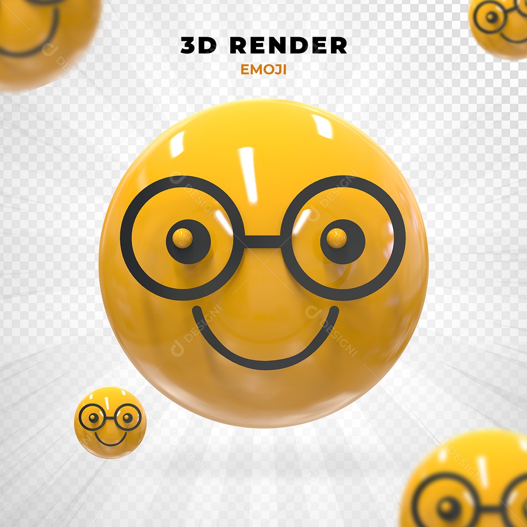 Elemento 3D Emoji Feliz para Composição PSD
