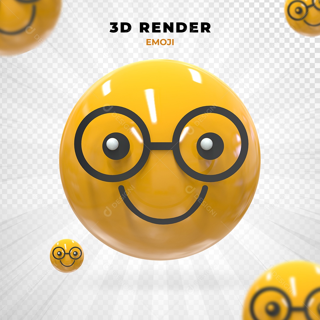 Elemento 3D Emoji Feliz para Composição PSD