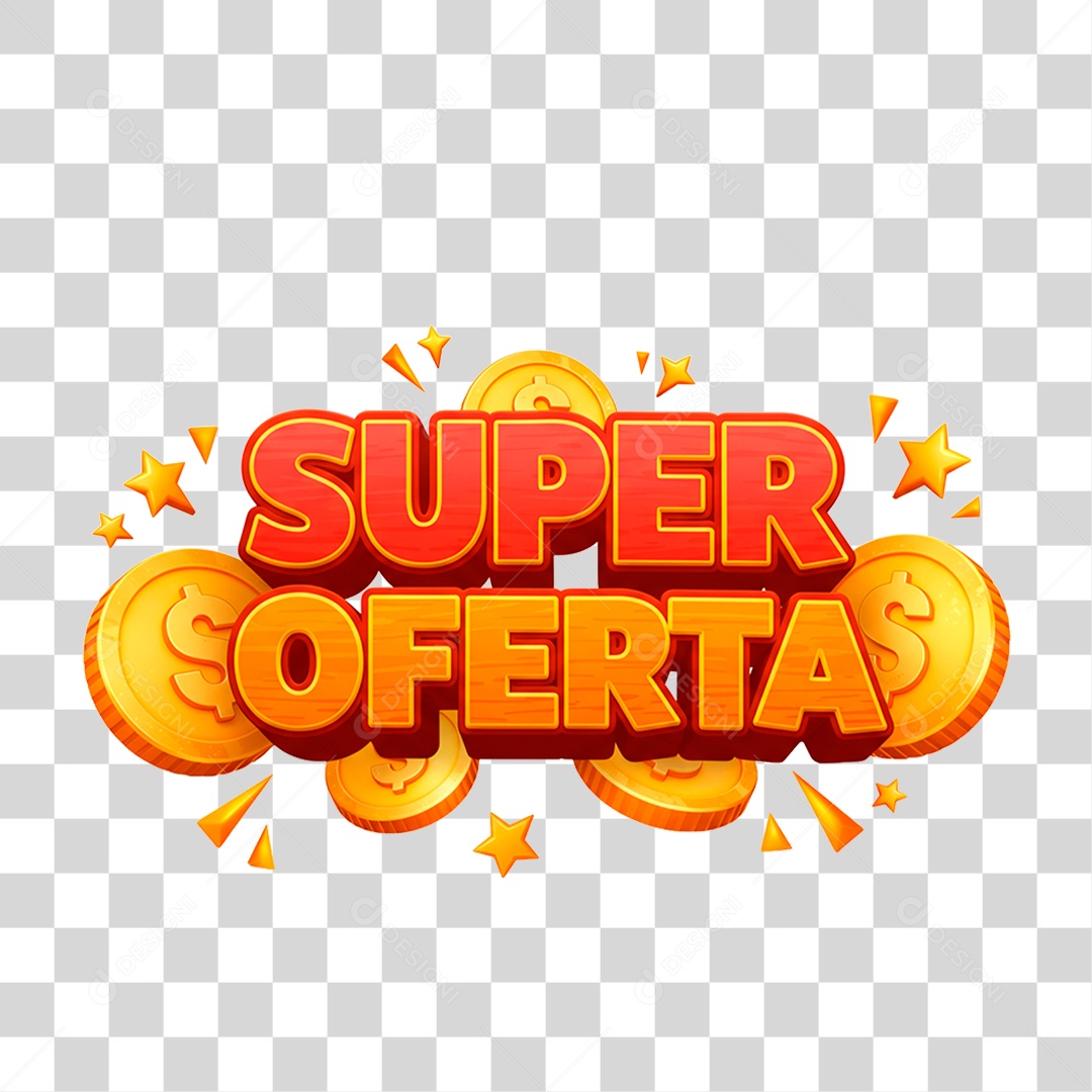 Selo 3D Super Oferta Para Composição PNG Transparente