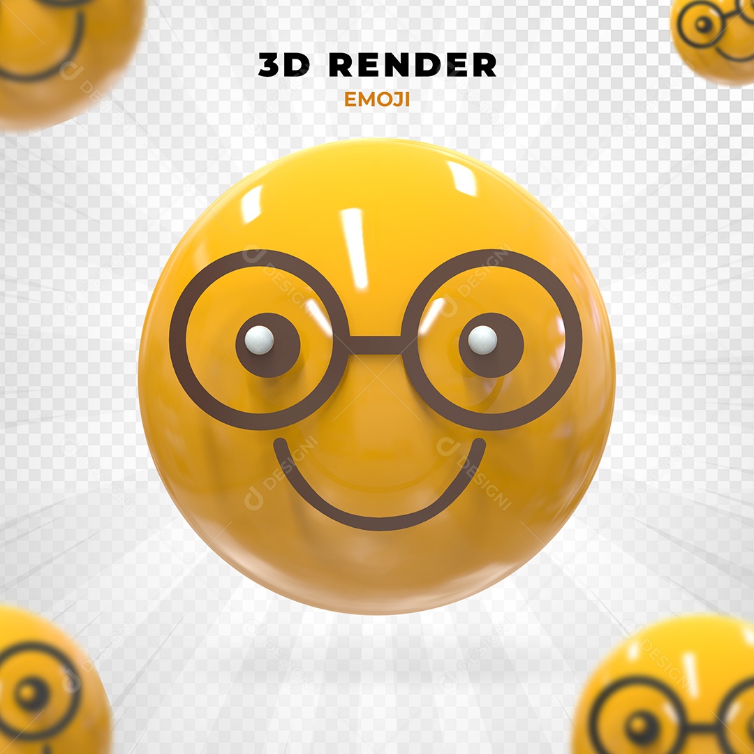 Elemento 3D Emoji Feliz para Composição PSD