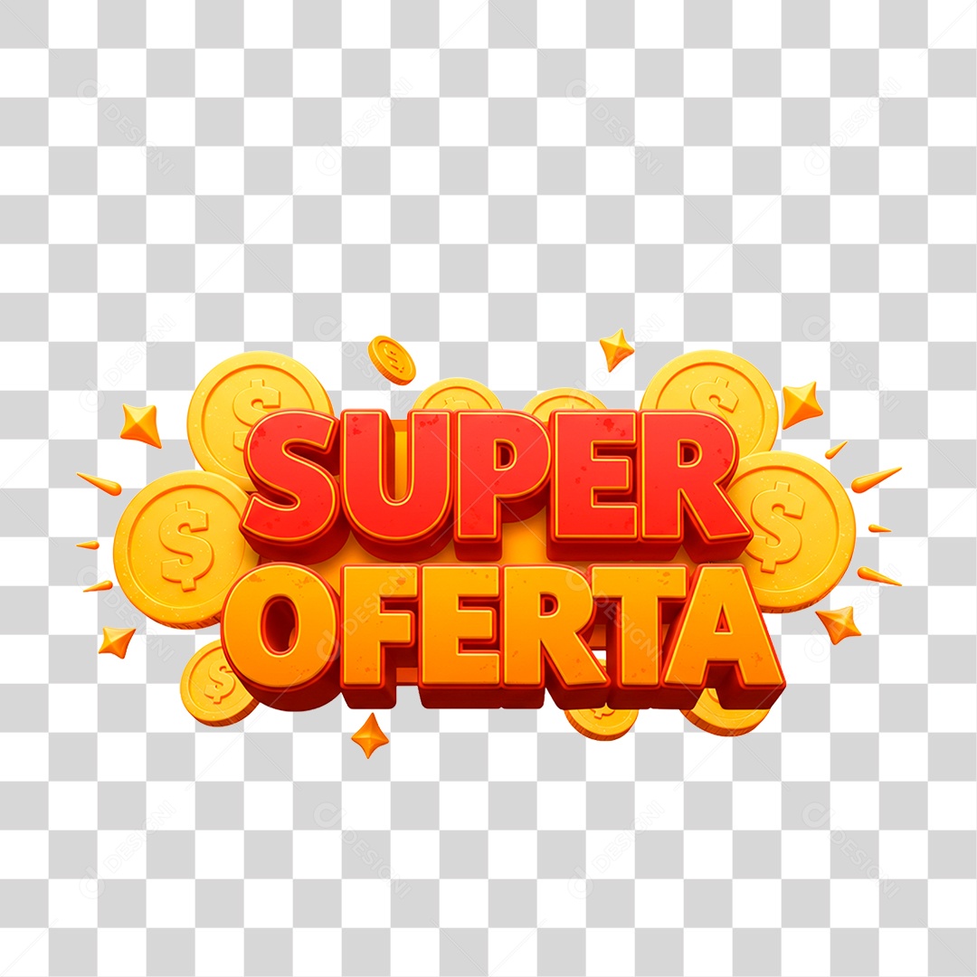 Selo 3D Super Oferta Para Composição PNG Transparente