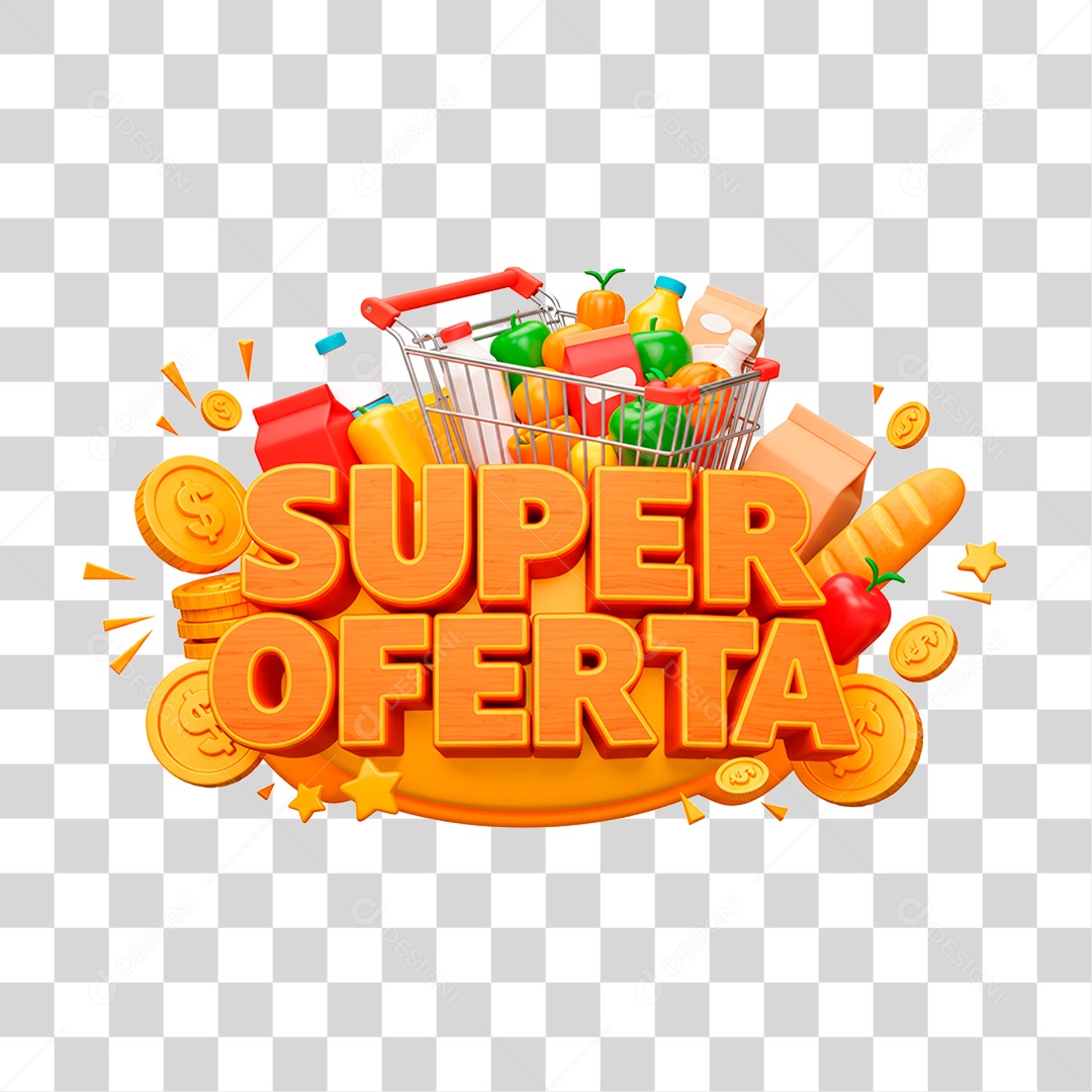 Selo 3D Super Oferta Para Composição PNG Transparente
