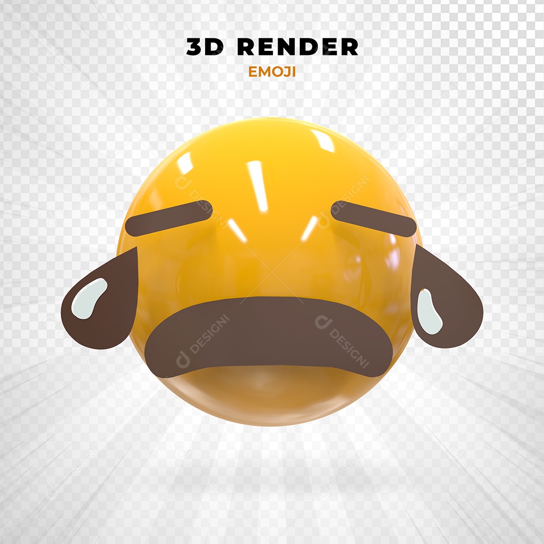 Elemento 3D Emoji Chorando para Composição PSD