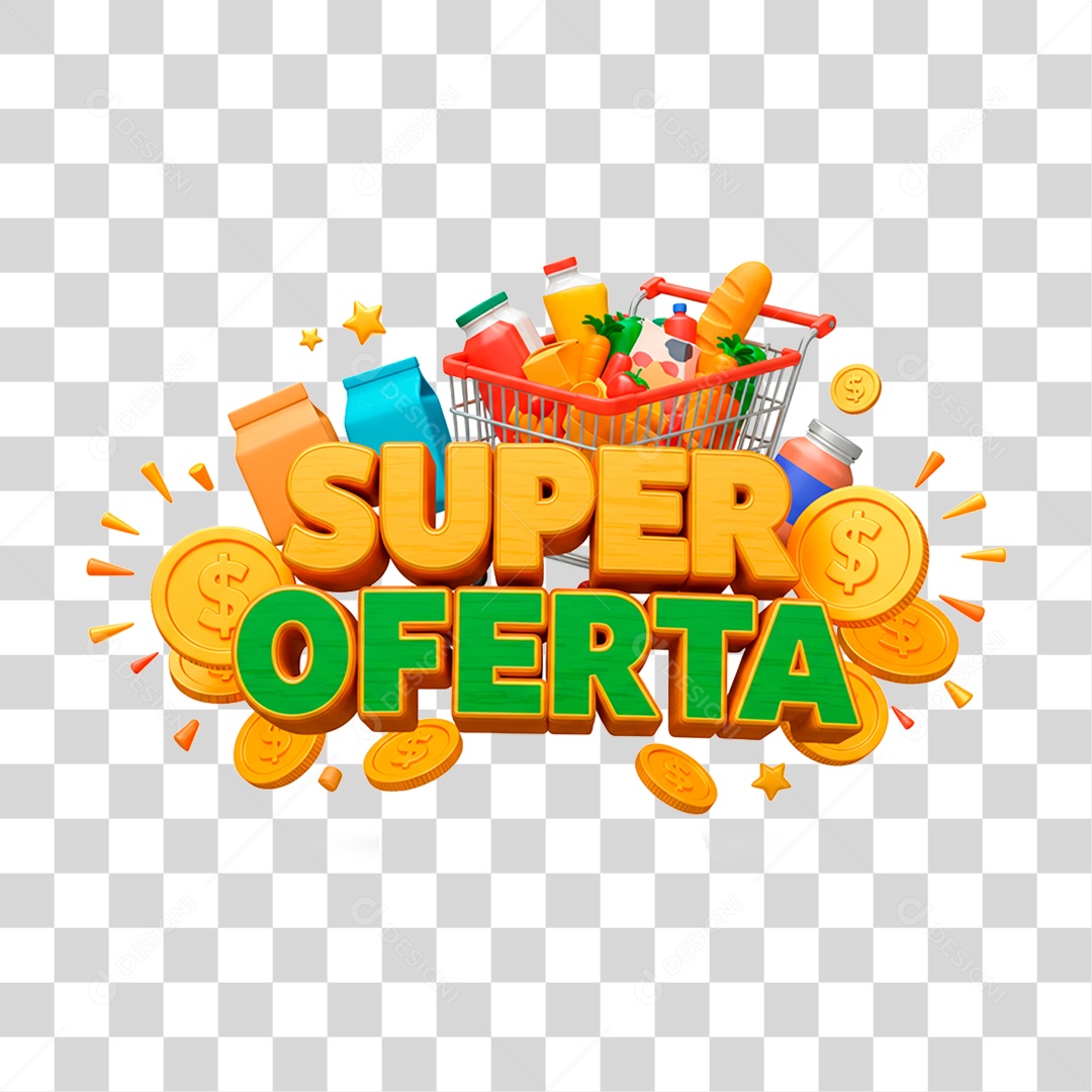 Selo 3D Super Oferta Para Composição PNG Transparente