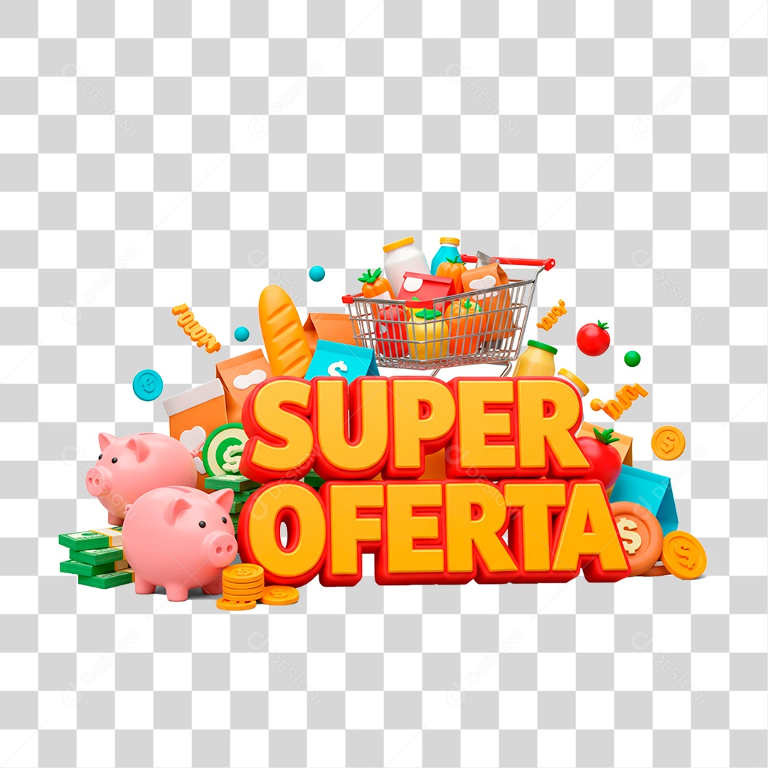 Selo 3D Super Oferta Para Composição PNG Transparente