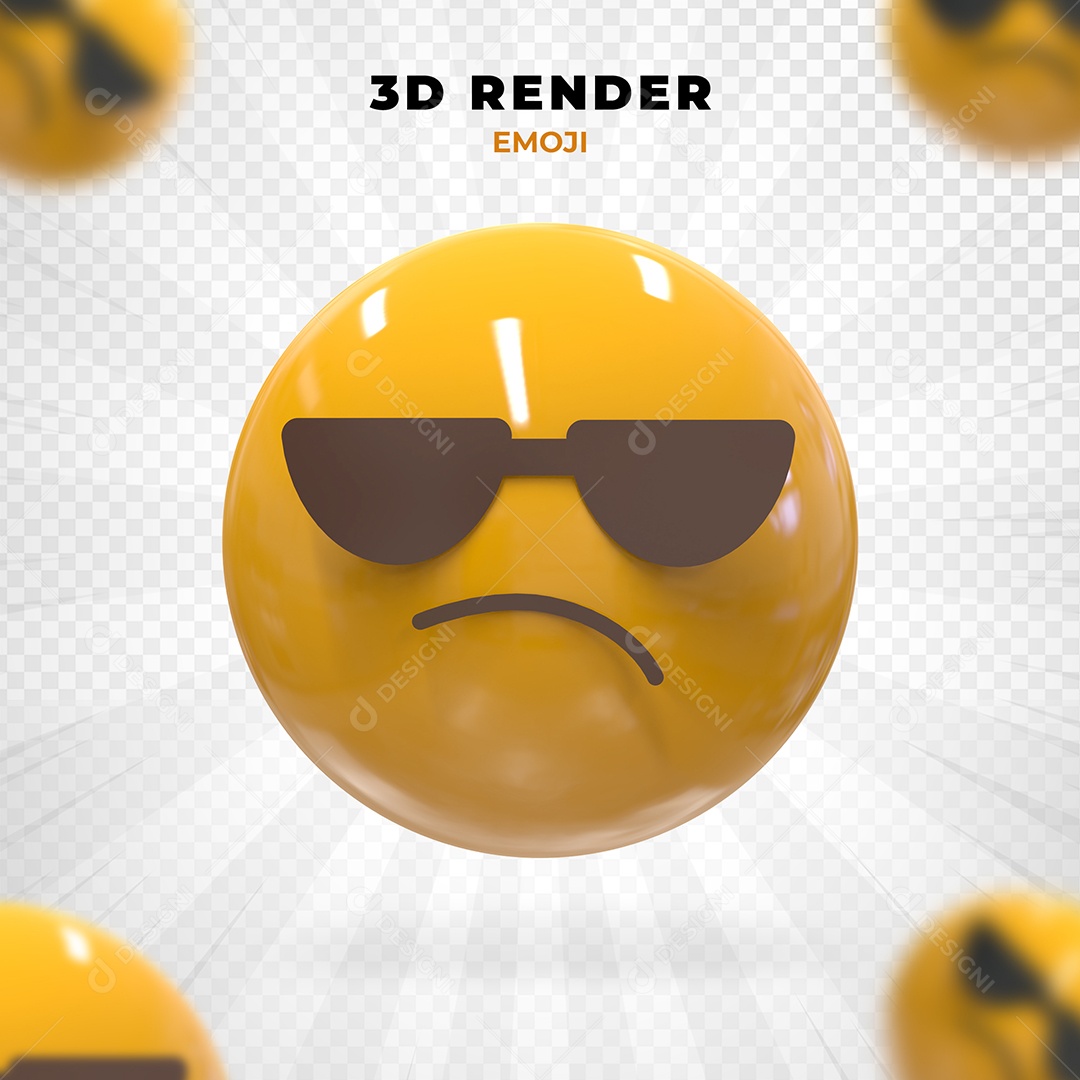 Elemento 3D Emoji Triste para Composição PSD