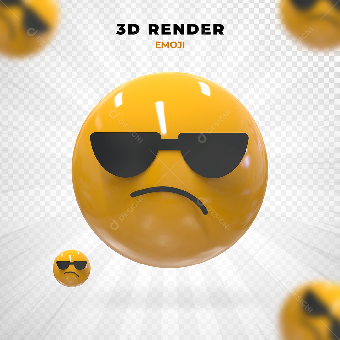Elemento 3D Emoji Triste para Composição PSD