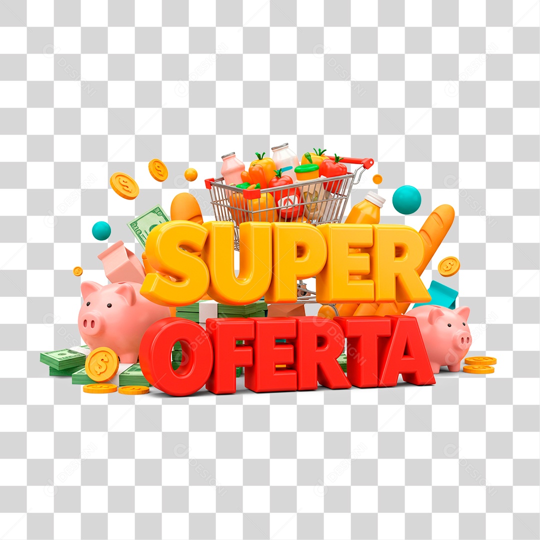 Selo 3D Super Oferta Para Composição PNG Transparente