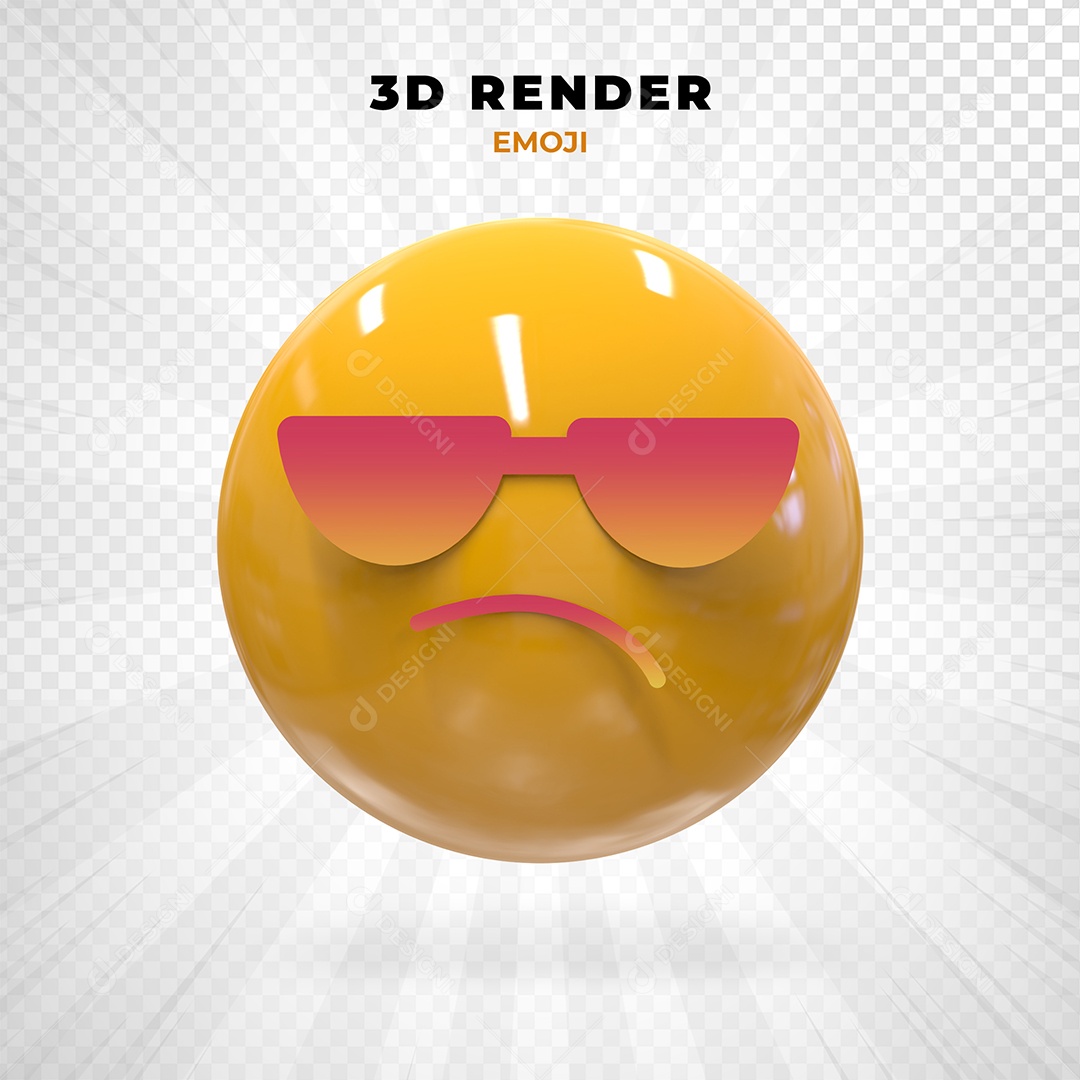 Elemento 3D Emoji Triste para Composição PSD