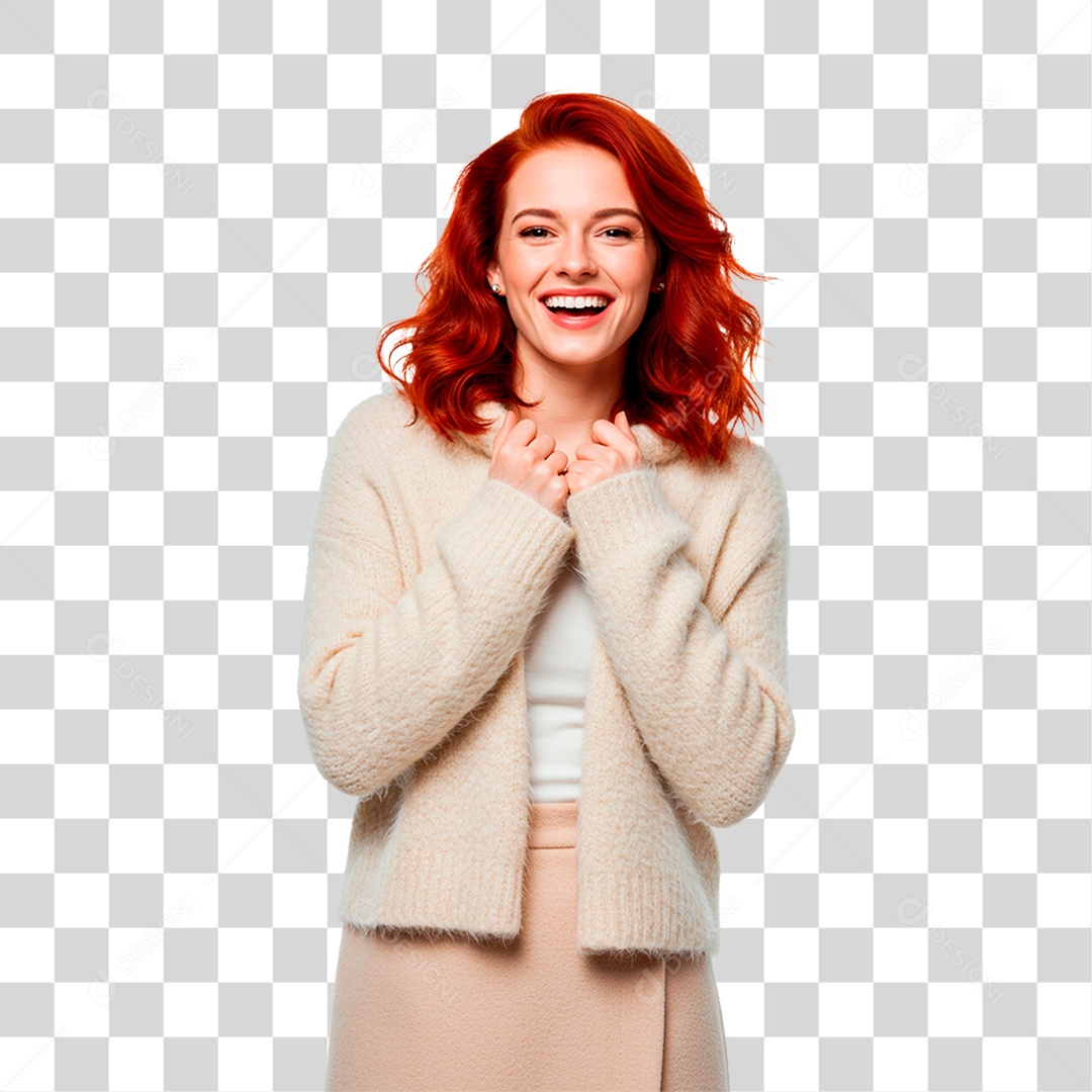 Mulher com Casaco de Frio PNG Transparente