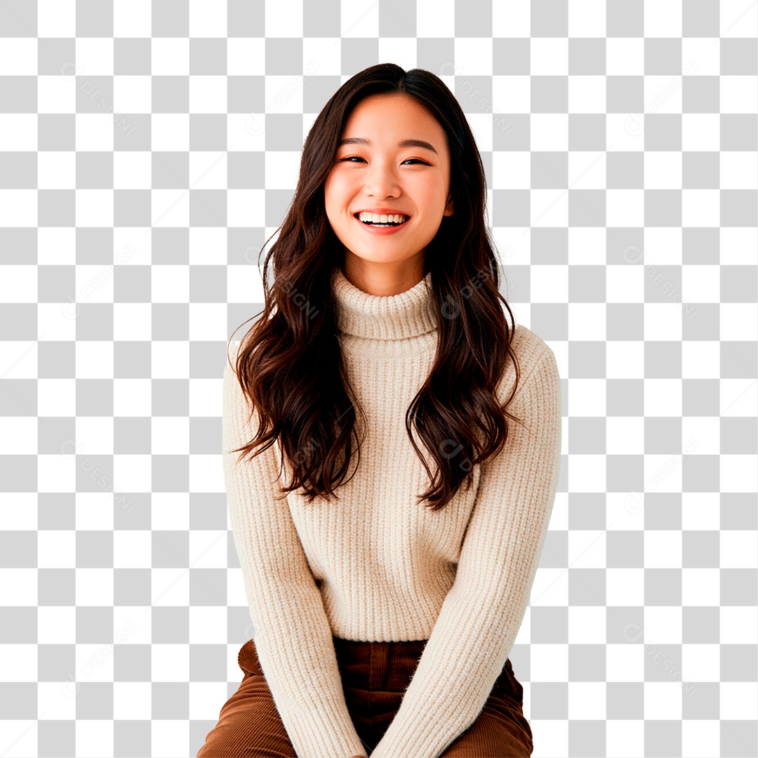 Mulher com Casaco de Frio PNG Transparente