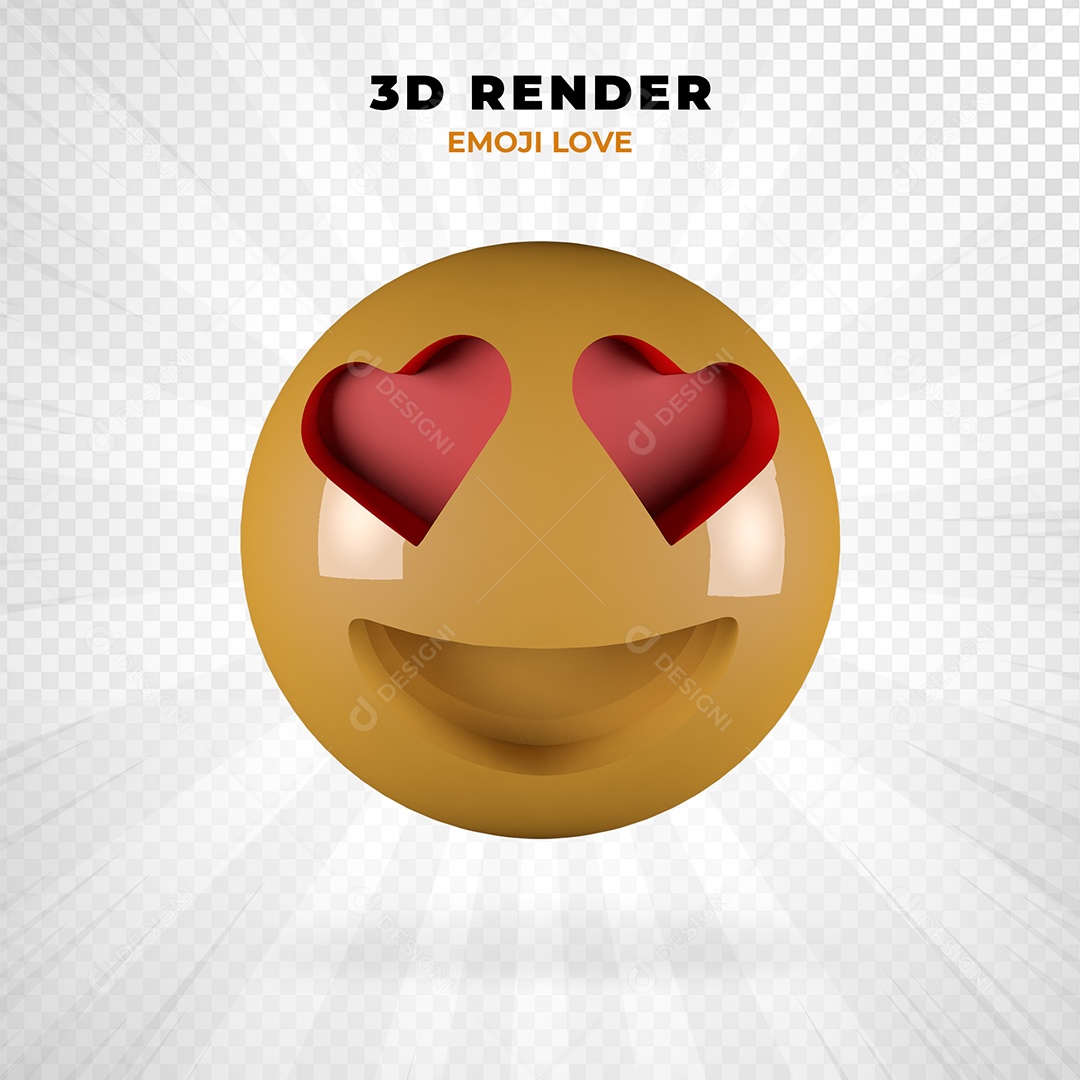 Elemento 3D Emoji Apaixonado para Composição PSD