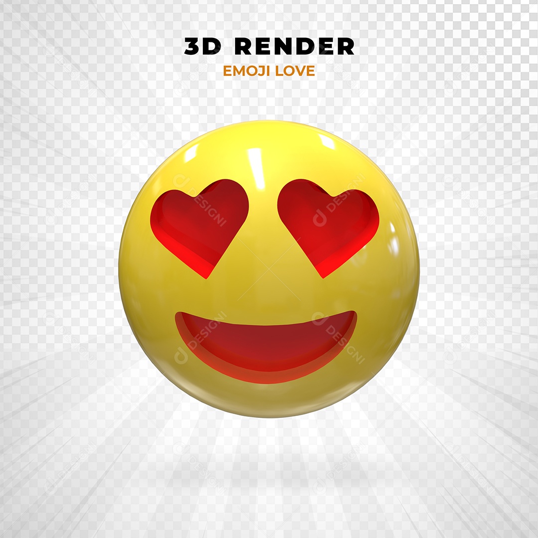 Elemento 3D Emoji Apaixonado para Composição PSD