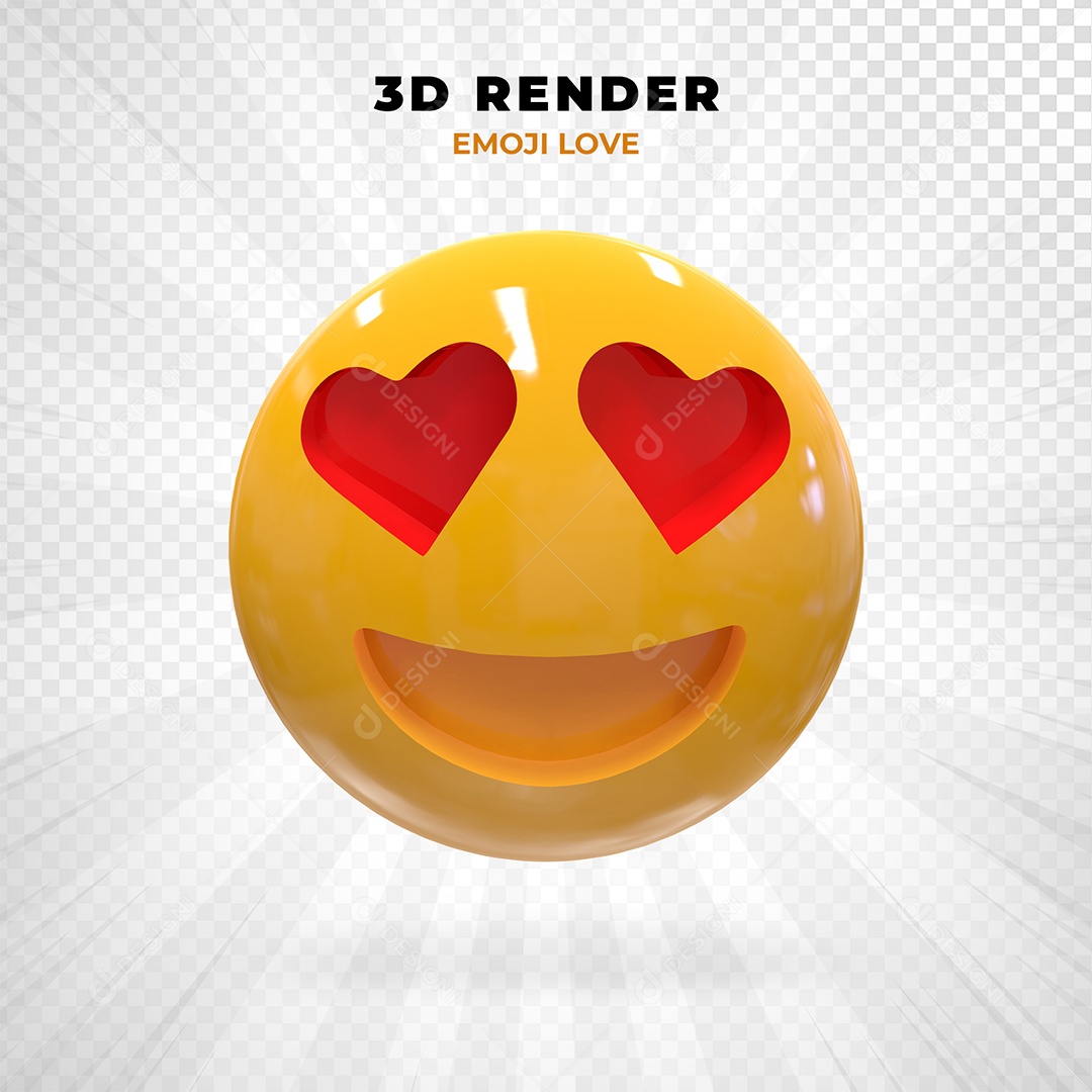 Elemento 3D Emoji Apaixonado para Composição PSD