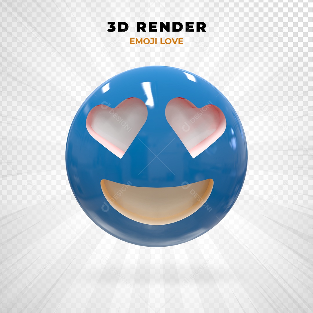Elemento 3D Emoji Apaixonado para Composição PSD