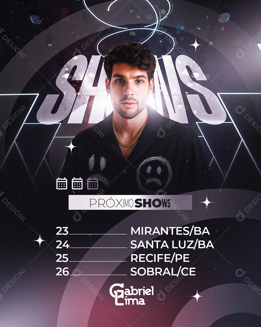 Flyer Próximos Shows Gabriel Lima Social Media PSD Editável