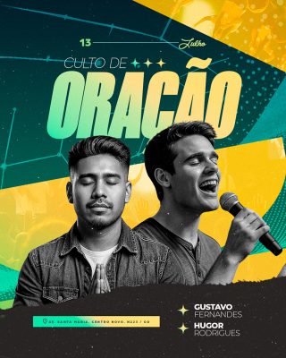 Flyer Gospel Culto De Oração Social Media PSD Editável