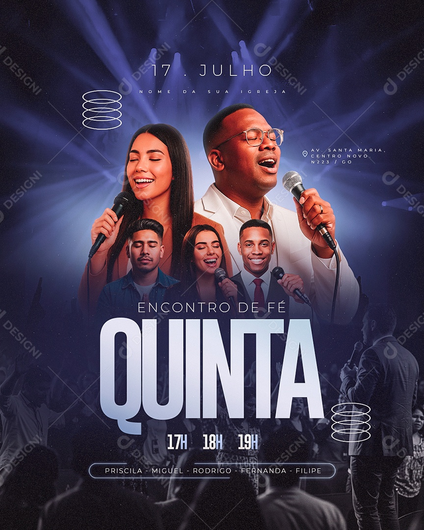 Flyer Gospel Encontro De Fé Quinta Social Media PSD Editável