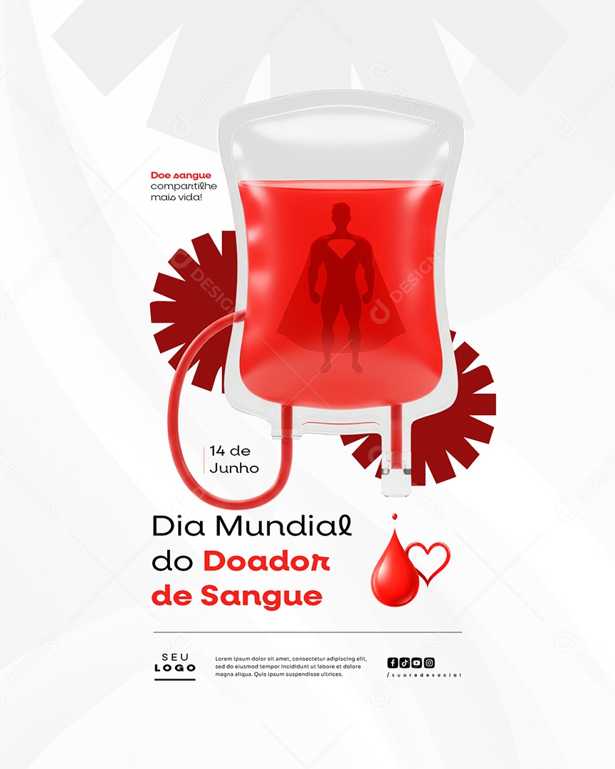 Dia Mundial Do Doador De Sangue 14 De Junho Social Media PSD Editável