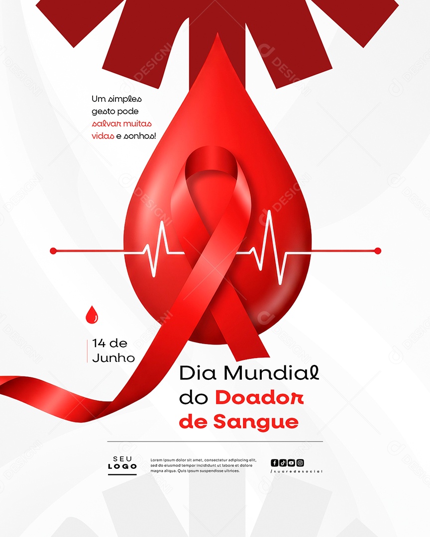 Dia Mundial Do Doador De Sangue 14 De Junho Social Media PSD Editável