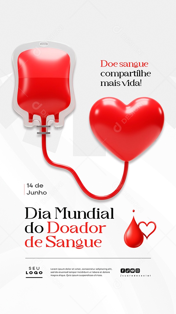 Story Dia Mundial Do Doador De Sangue 14 De Junho Social Media PSD Editável