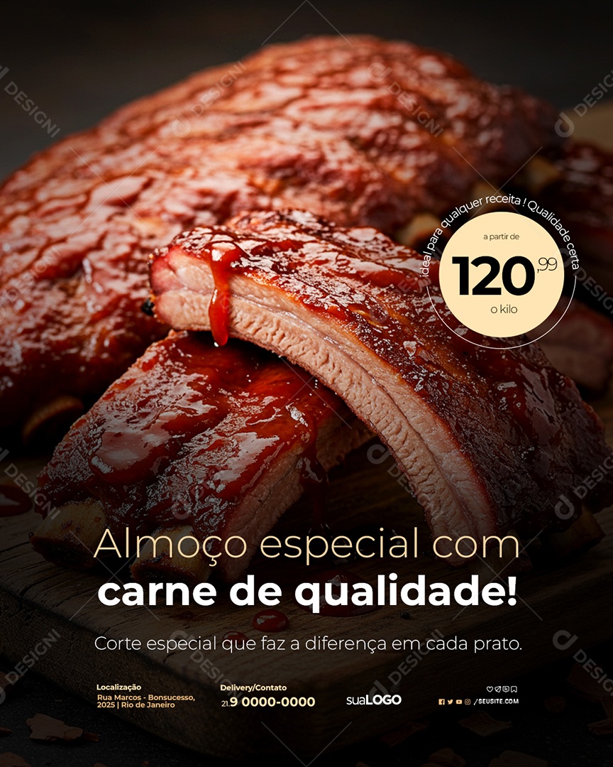 Açougue Almoço Especial com Carne de Qualidade Social Media PSD Editável