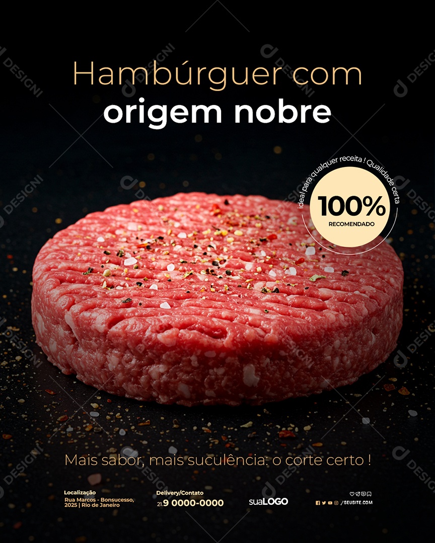 Açougue Hambúrguer com Origem Nobre Social Media PSD Editável