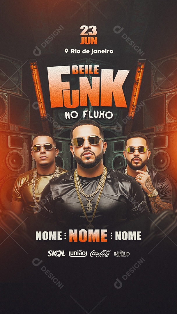 Flyer Baile Funk No Fluxo Social Media Story PSD Editável