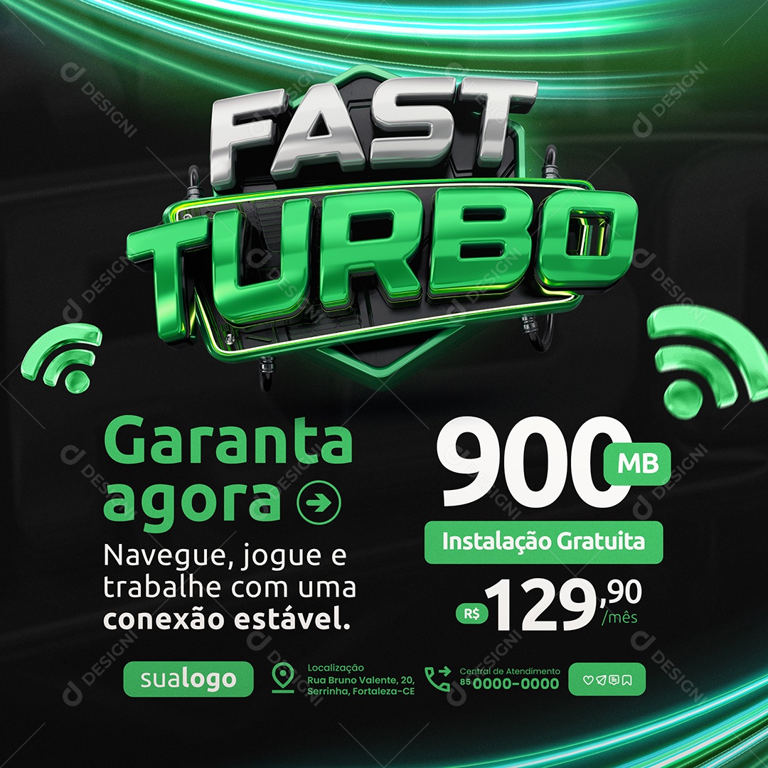 Fast Turbo Internet Garanta Agora Social Media PSD Editável
