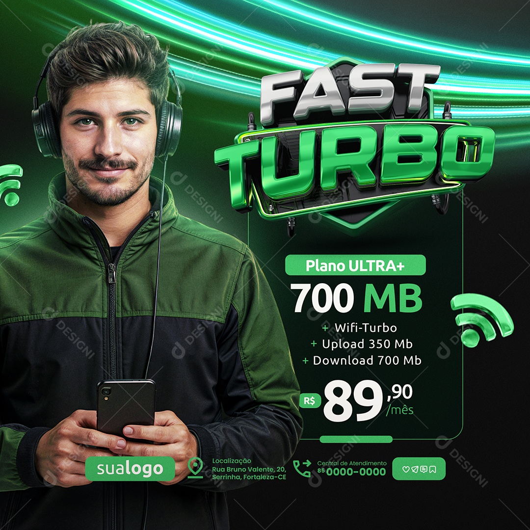 Fast Turbo Internet Plano Ultra Social Media PSD Editável