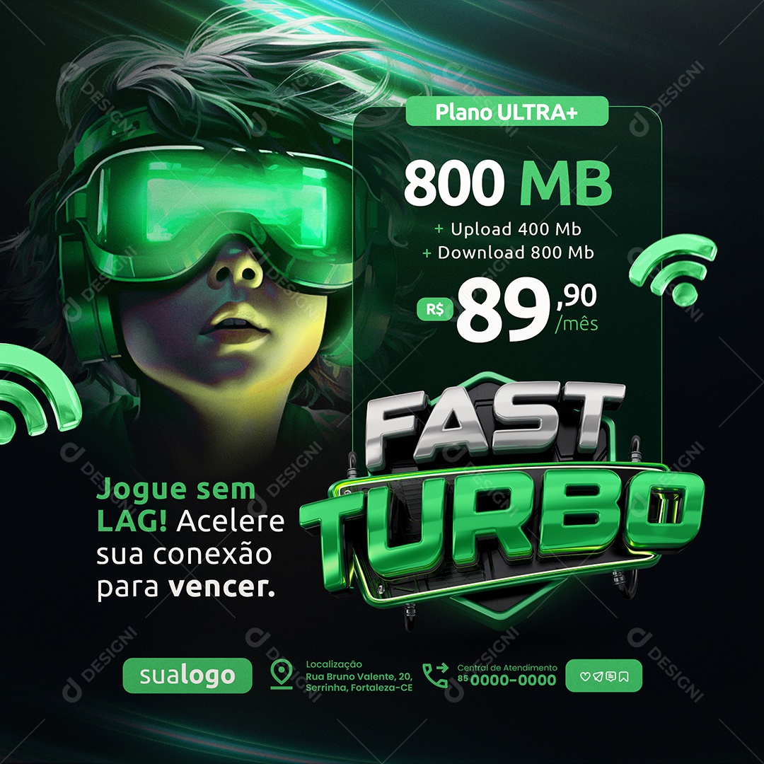 Fast Turbo Internet Plano Ultra Social Media PSD Editável