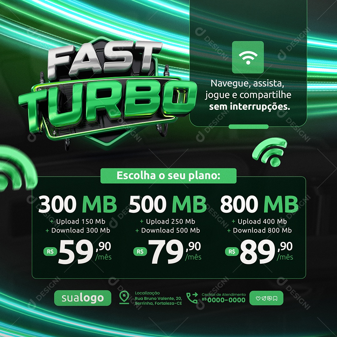 Fast Turbo Internet Nague Assista Social Media PSD Editável