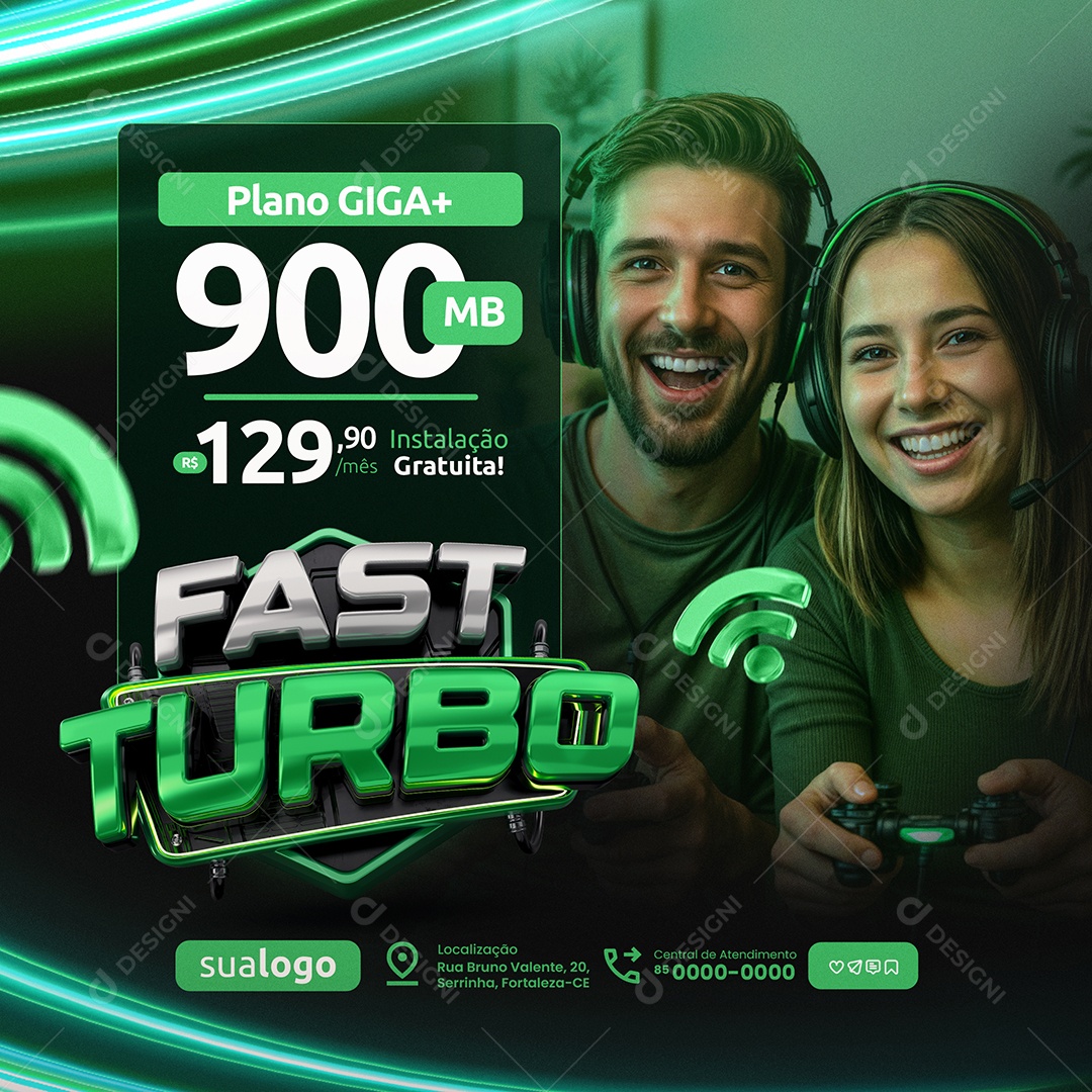 Fast Turbo Internet Plano Giga Mais Social Media PSD Editável