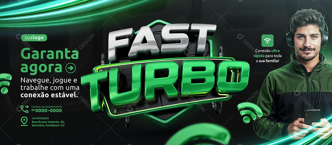 Banner Fast Turbo Internet Garanta Agora Social Media PSD Editável