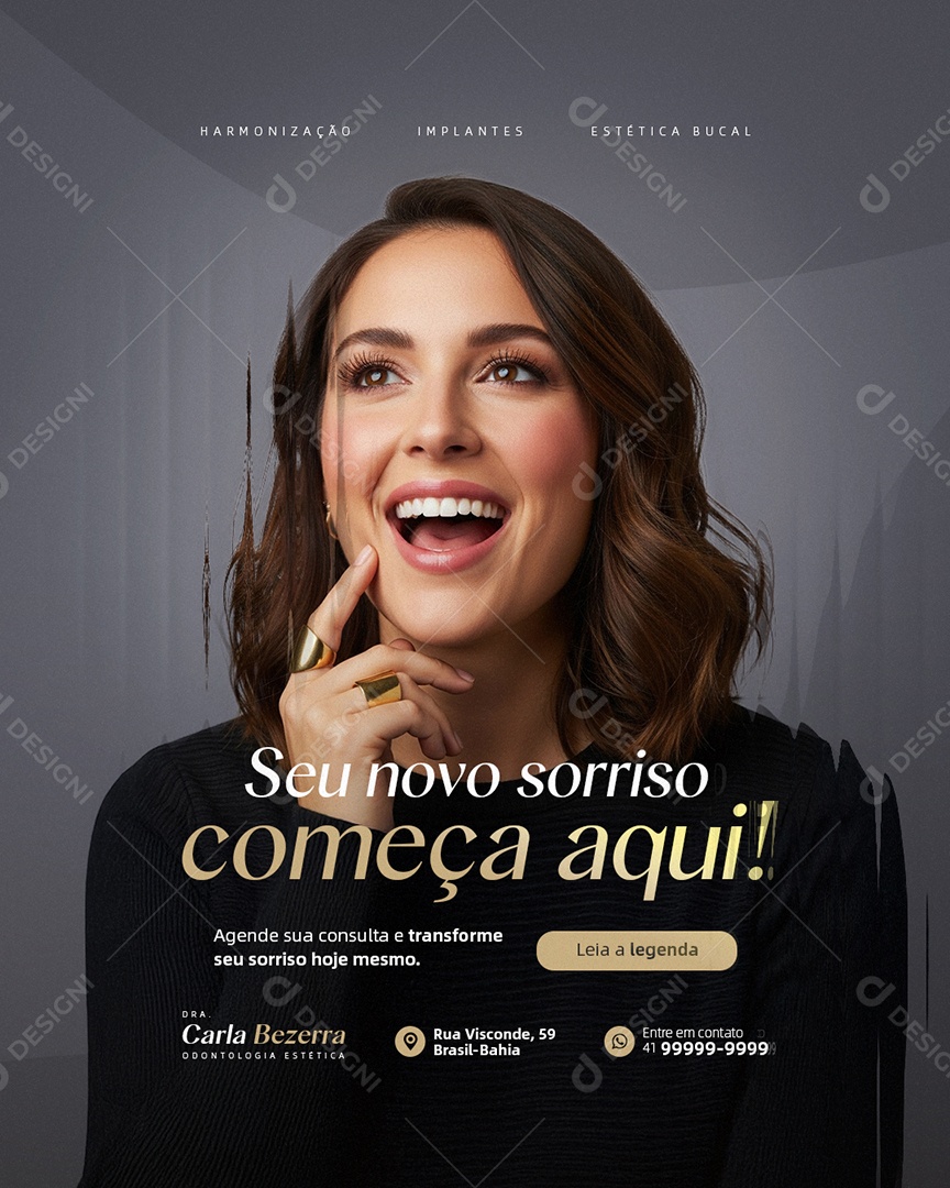 Clínica Odontológica Seu Novo Sorriso Começa Aqui Social Media PSD Editável